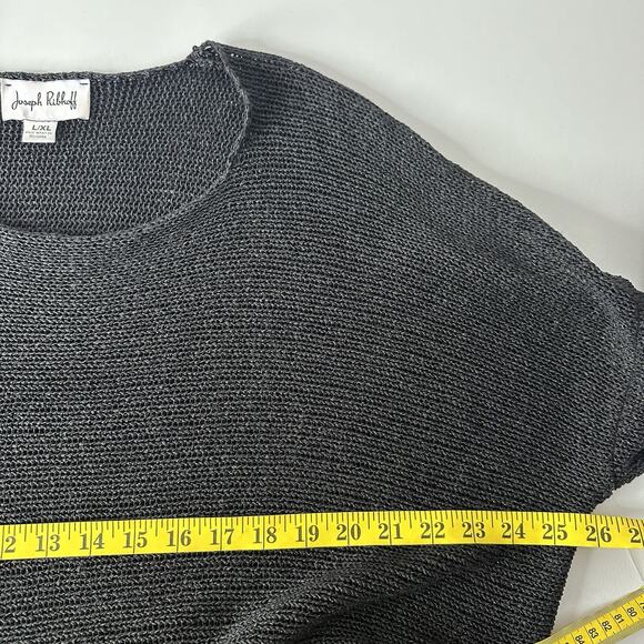 Joseph Ribkoff Sweater Womens XL Knit Black Relaxed Slinky Artsy Heavy Cut Out - Picture 8 of 10